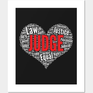 Judge Heart Shape Word Cloud Design Law product Posters and Art